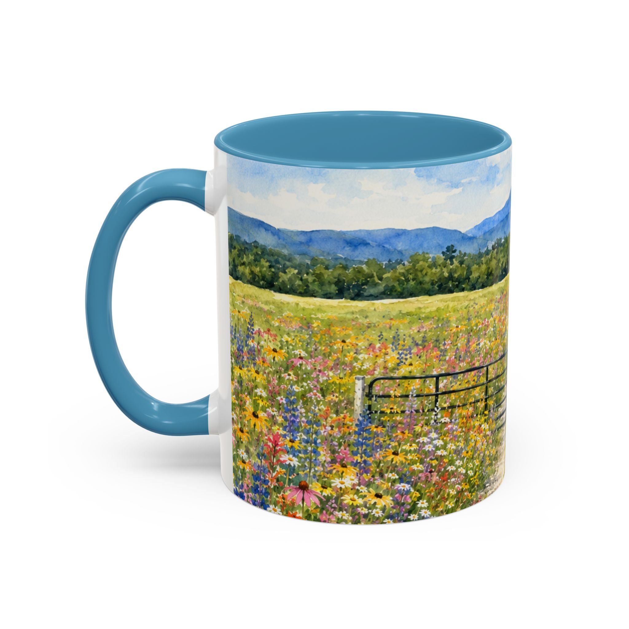 Vermont Camel's Hump Mountain with Scenic Wildflower Path Accent Coffee Mug