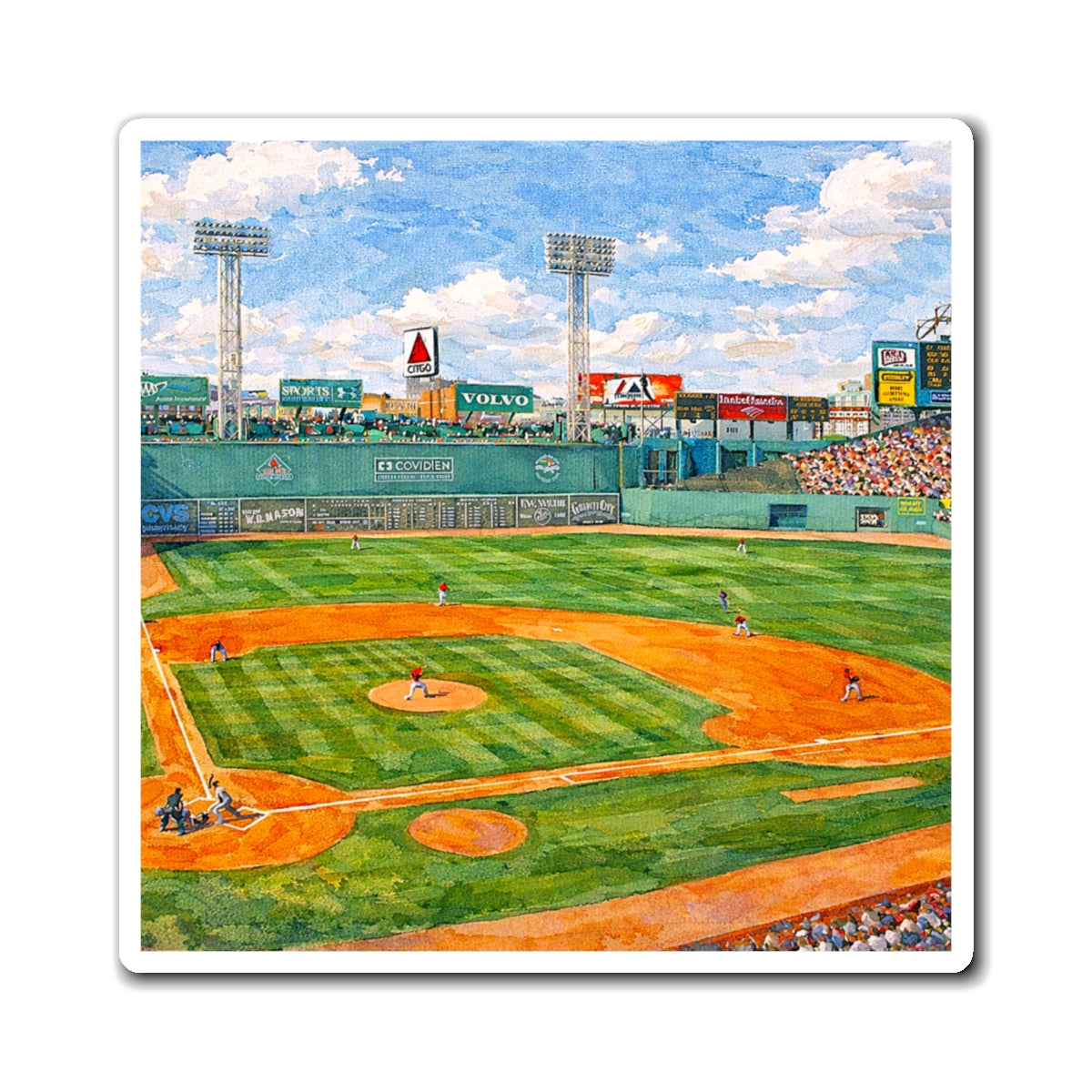 Fenway Park Baseball Stadium Magnet | Boston Red Sox Stadium Artwork Magnet