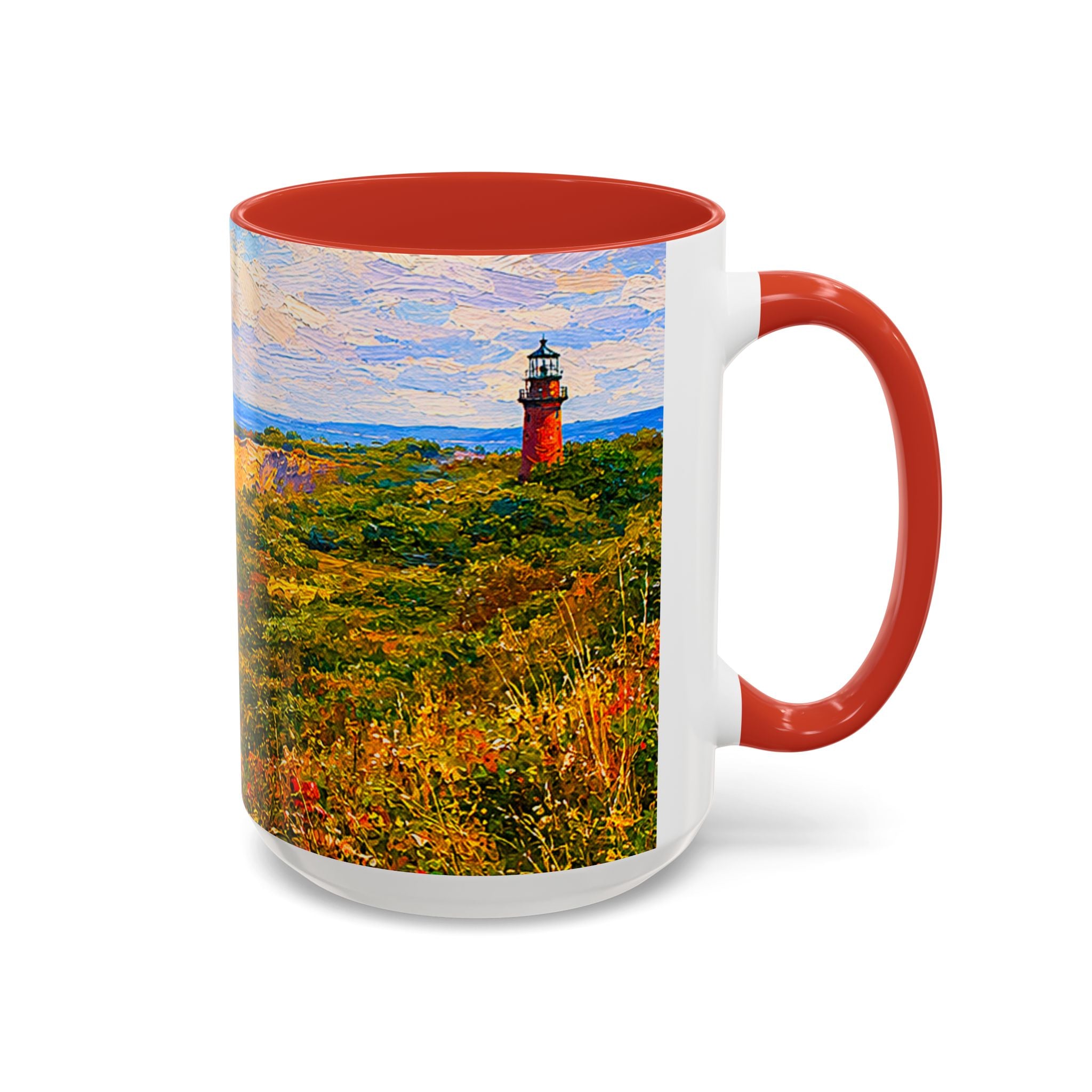 Martha's Vineyard Aquinnah L Gay Head Lighthouse Coffee Mug — Scenic Seaside Accent Mug (11/15 oz)