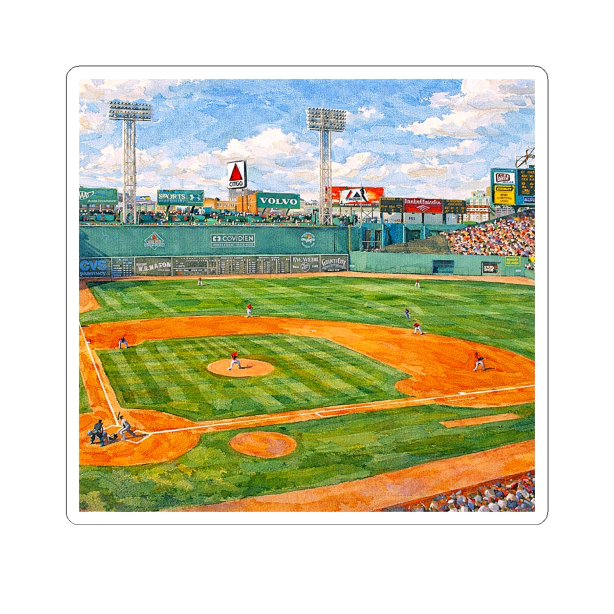 Fenway Park Boston Red Sox Sticker | Kiss-Cut Vinyl Sticker, Fenway Park Art