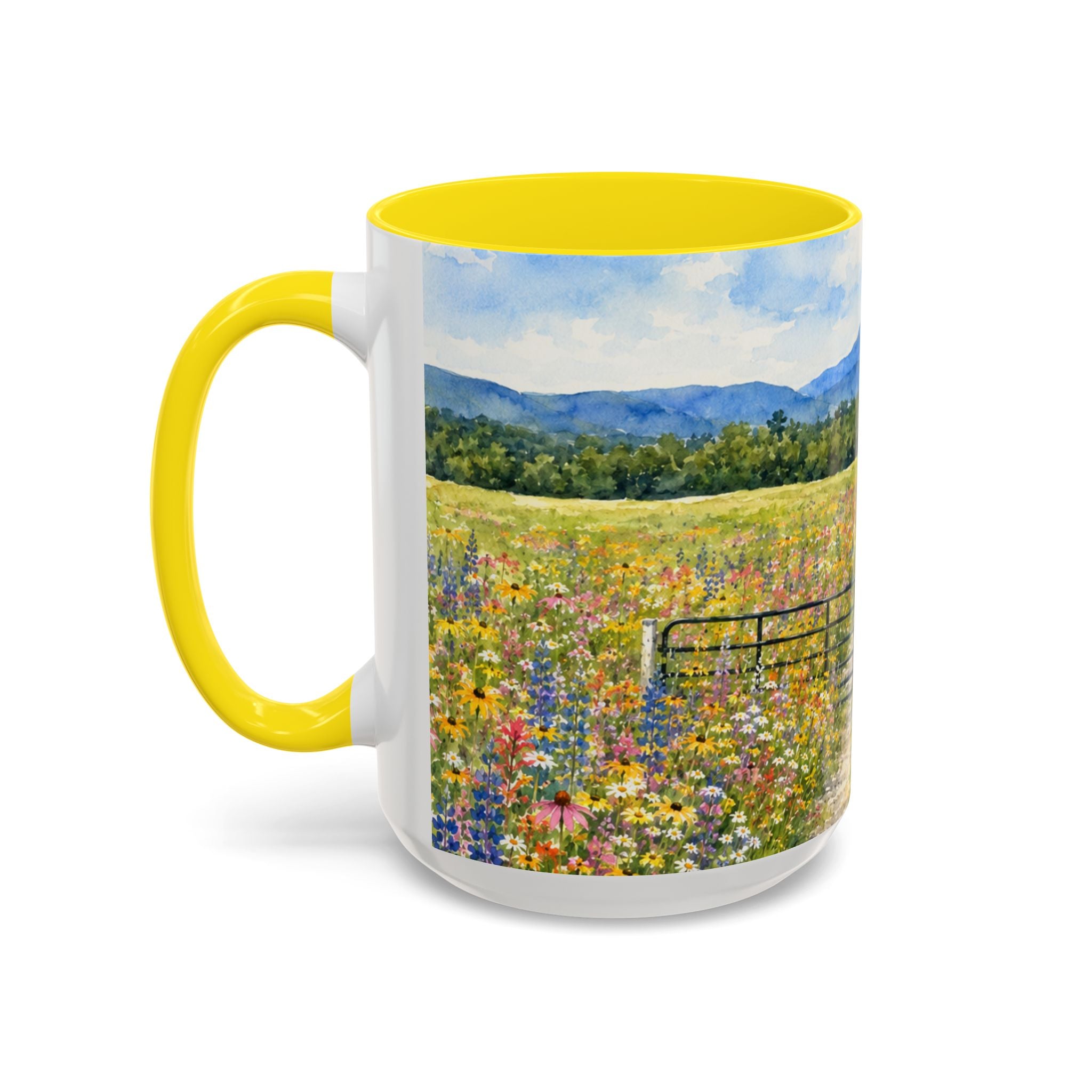 Vermont Camel's Hump Mountain with Scenic Wildflower Path Accent Coffee Mug