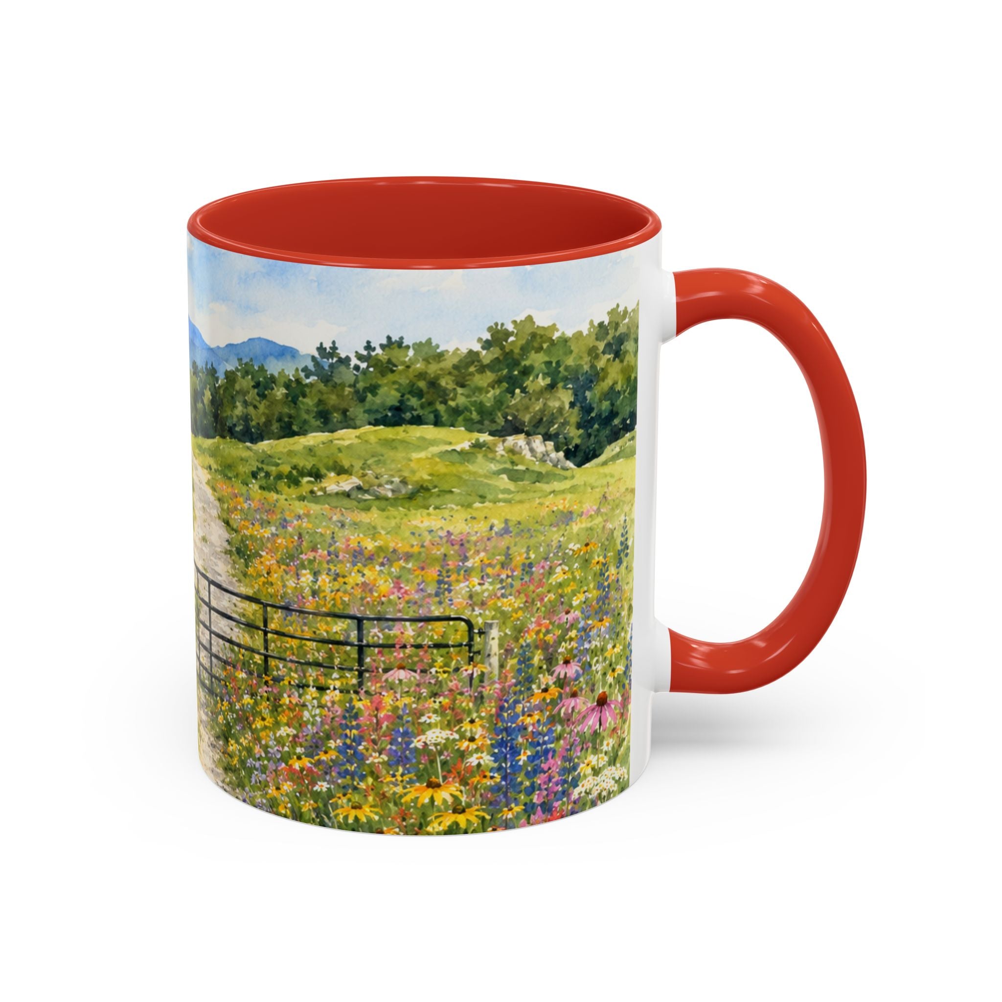Vermont Camel's Hump Mountain with Scenic Wildflower Path Accent Coffee Mug
