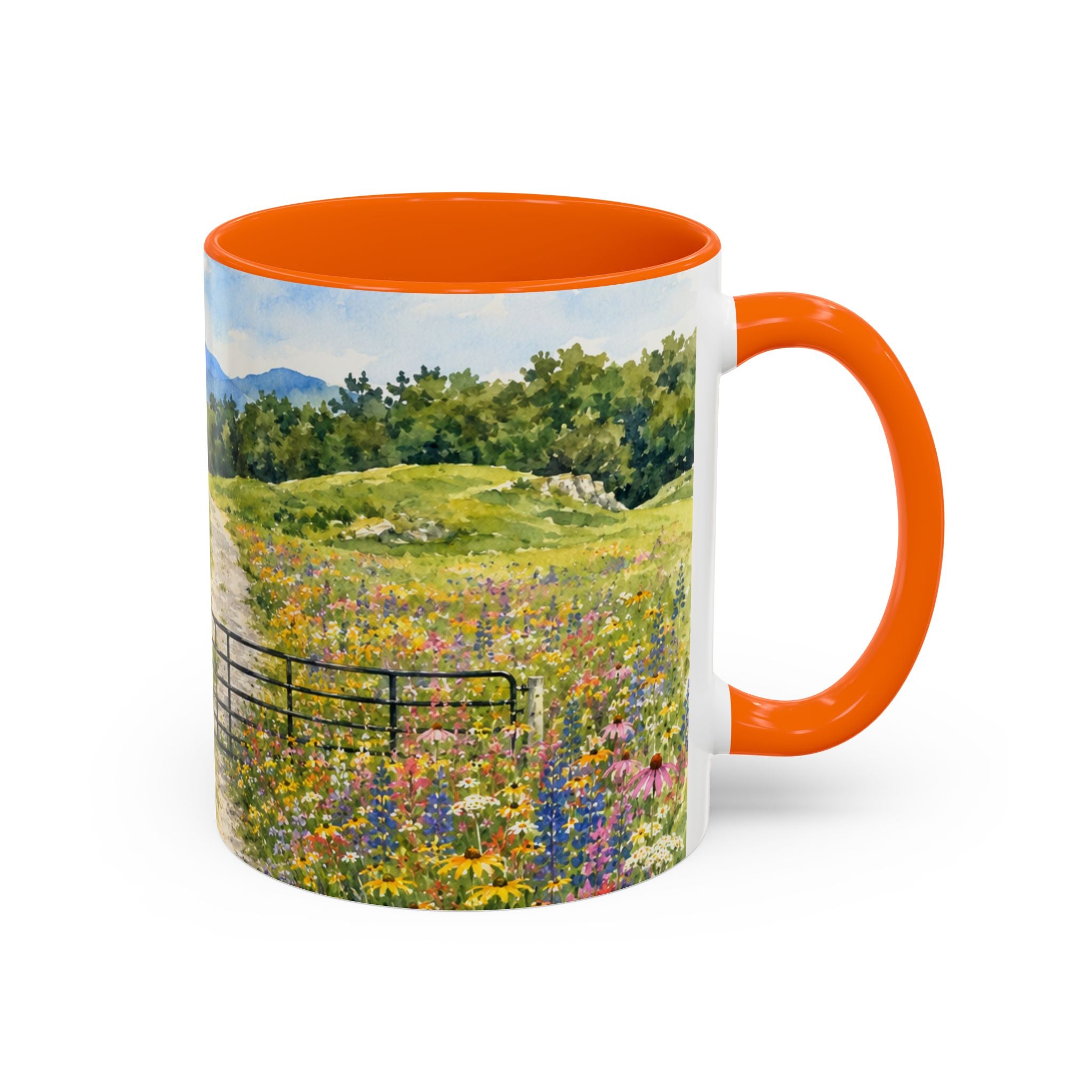 Vermont Camel's Hump Mountain with Scenic Wildflower Path Accent Coffee Mug