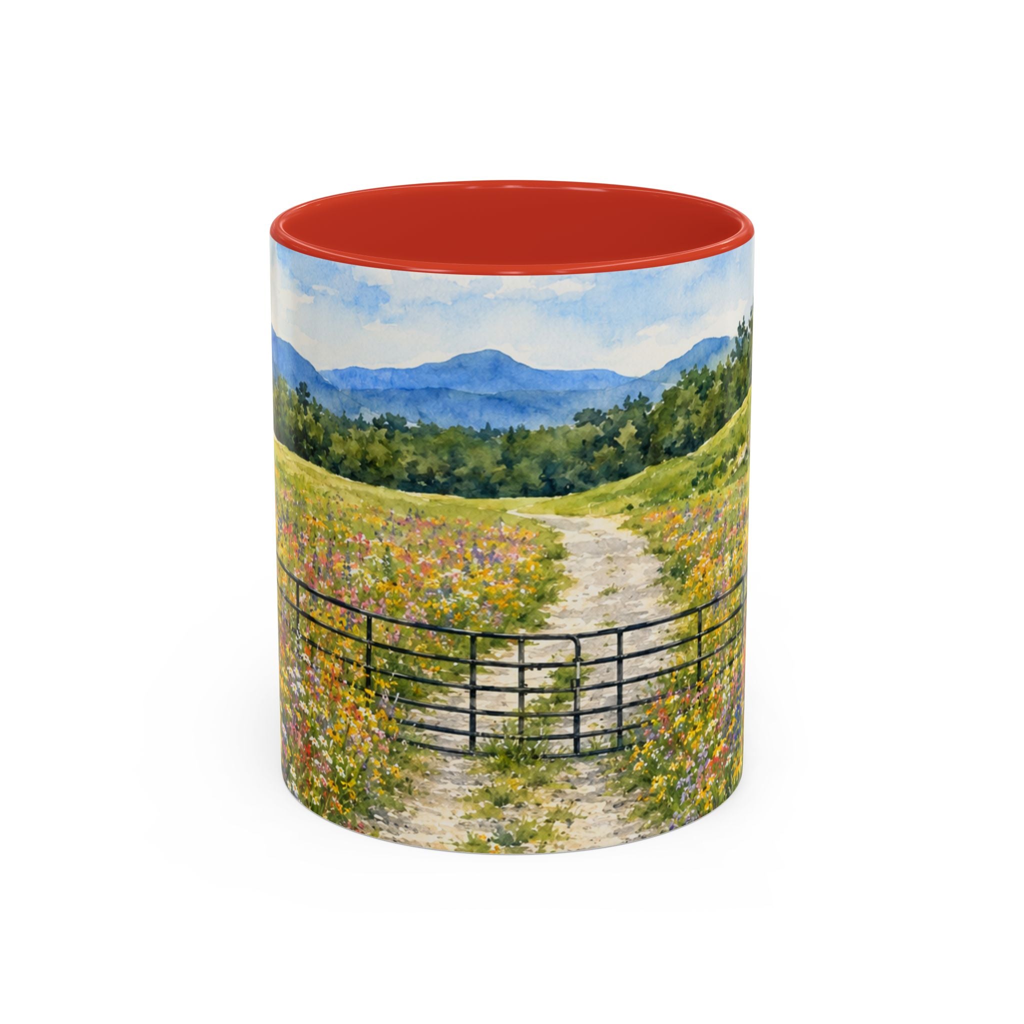 Vermont Camel's Hump Mountain with Scenic Wildflower Path Accent Coffee Mug