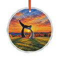 Vermont Whale Tails Glass Ornament — Whale Tail Sunset Scenic Christmas Ornament