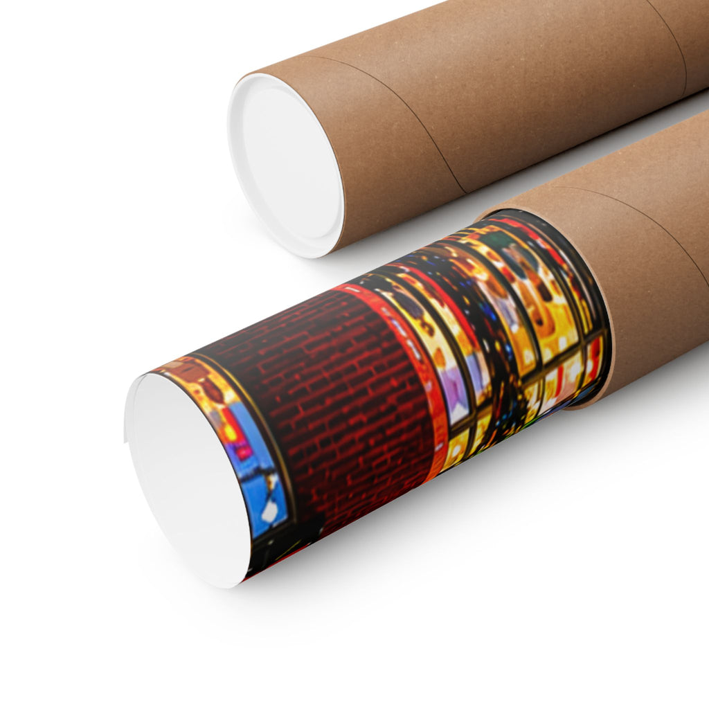 Burlington Vermont Church Street Marketplace Matte Horizontal Poster | Colorful Lights Reflection