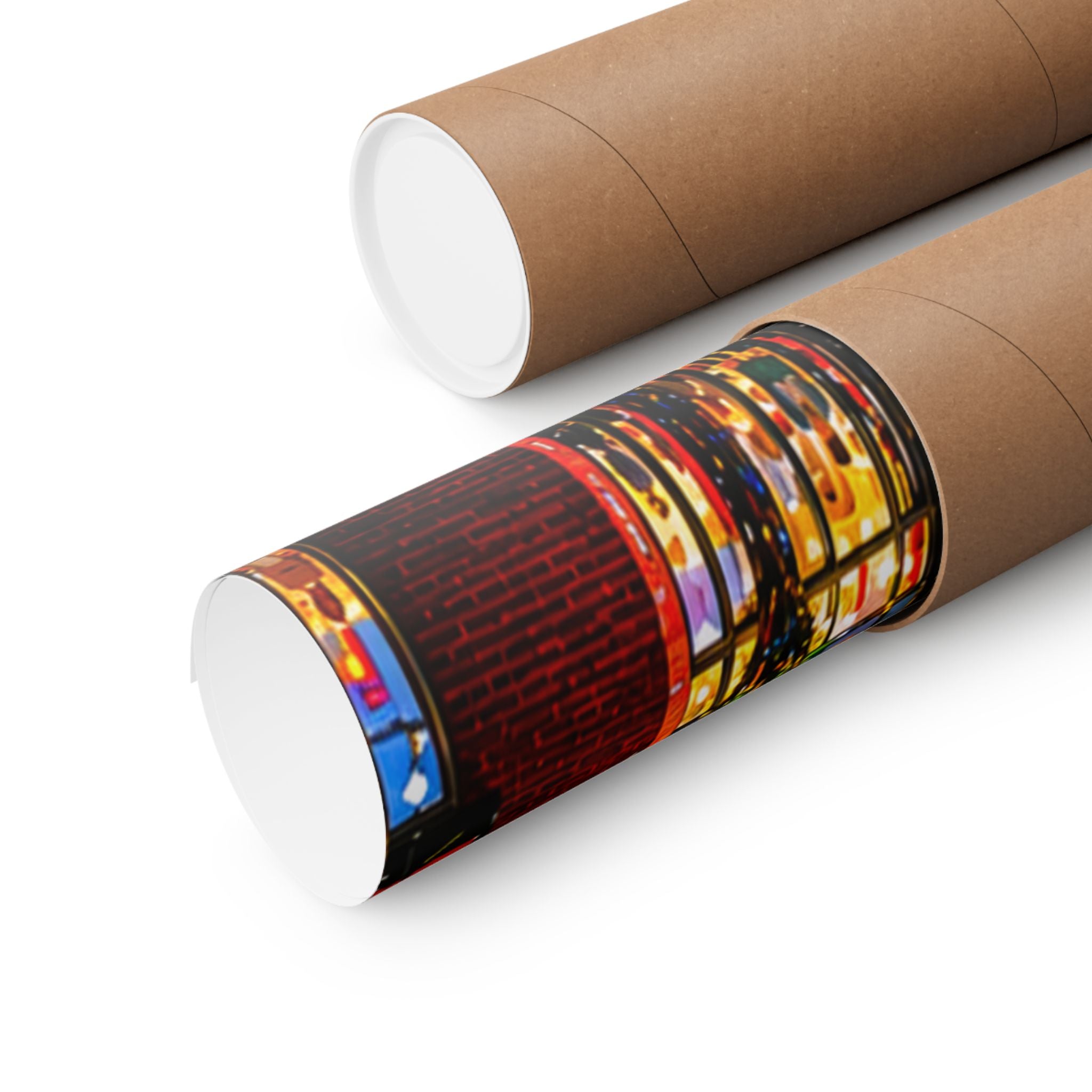 Burlington Vermont Church Street Marketplace Matte Horizontal Poster | Colorful Lights Reflection