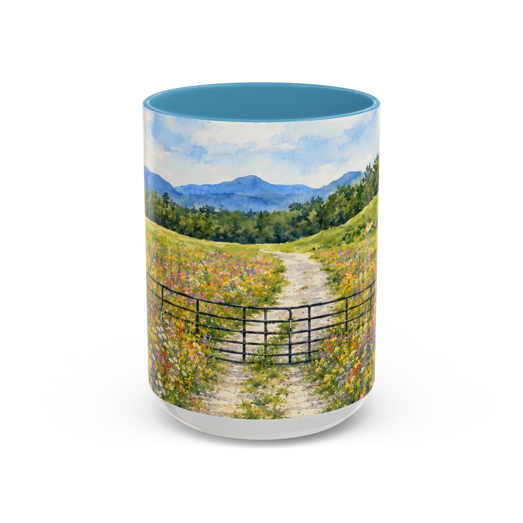 Vermont Camel's Hump Mountain with Scenic Wildflower Path Accent Coffee Mug