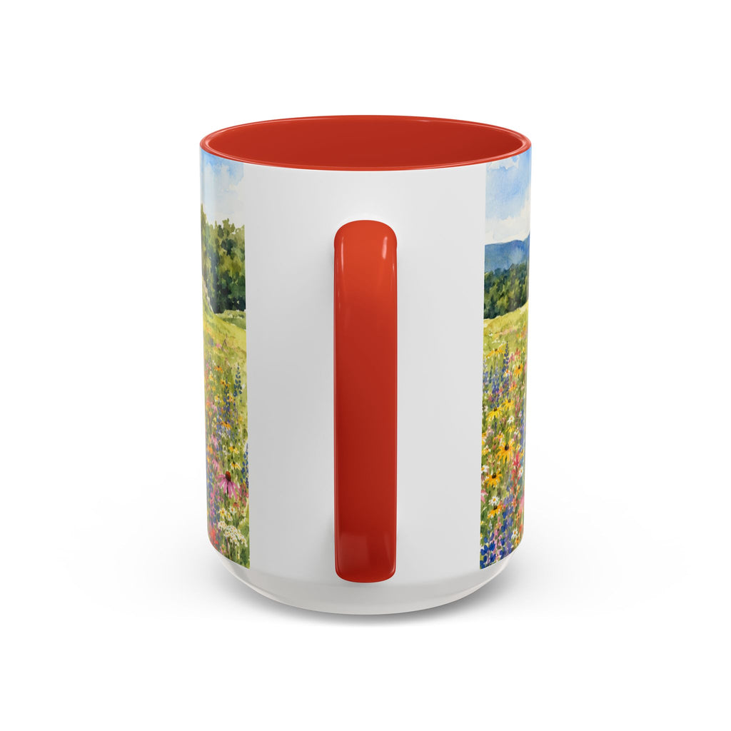 Vermont Camel's Hump Mountain with Scenic Wildflower Path Accent Coffee Mug