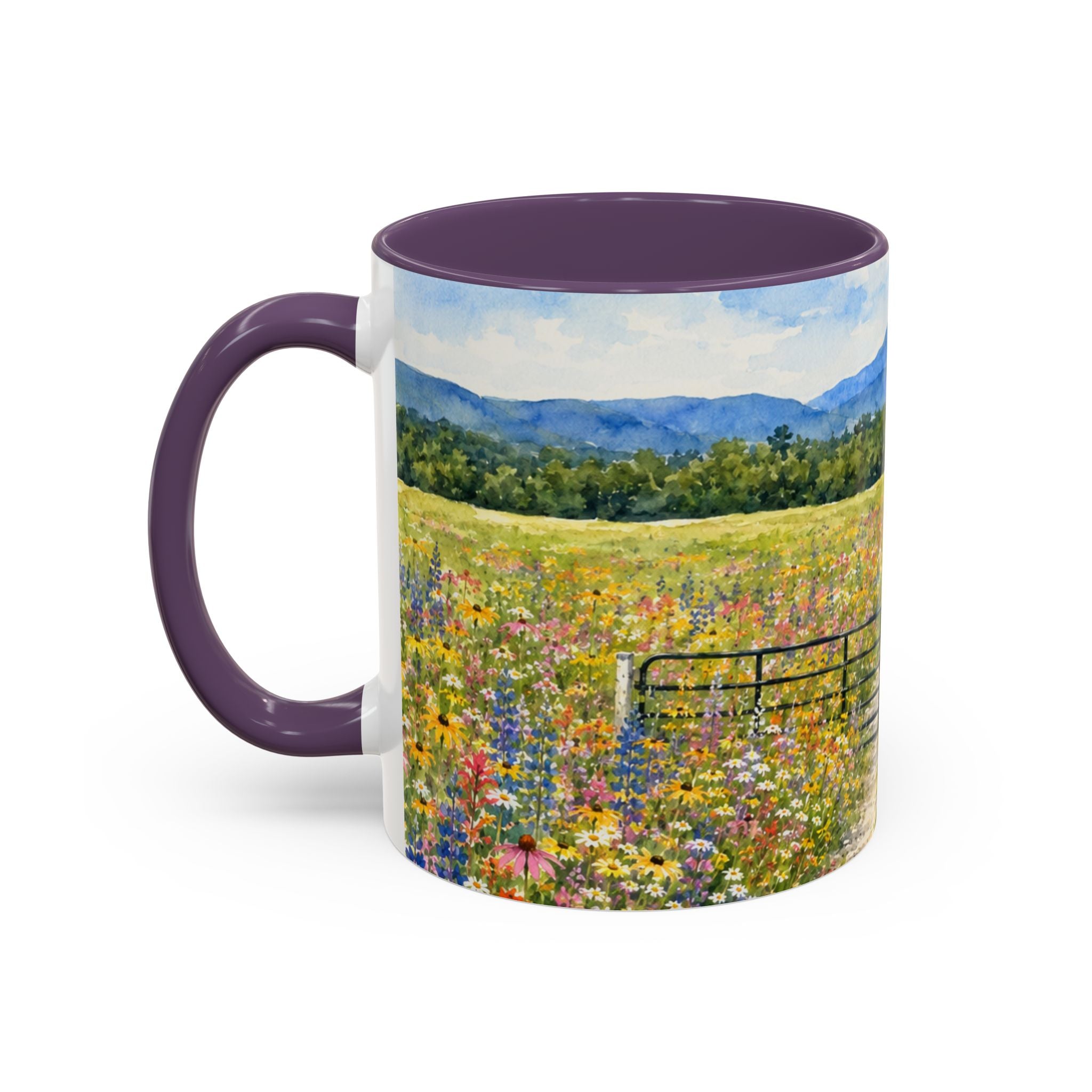 Vermont Camel's Hump Mountain with Scenic Wildflower Path Accent Coffee Mug