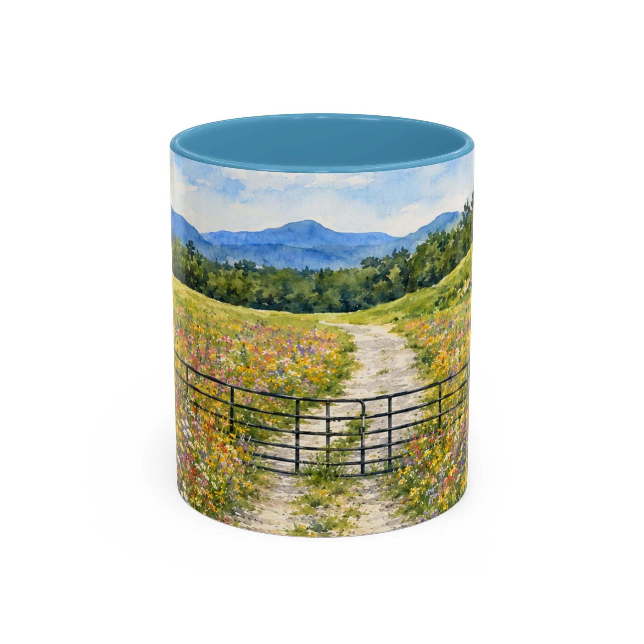 Vermont Camel's Hump Mountain with Scenic Wildflower Path Accent Coffee Mug