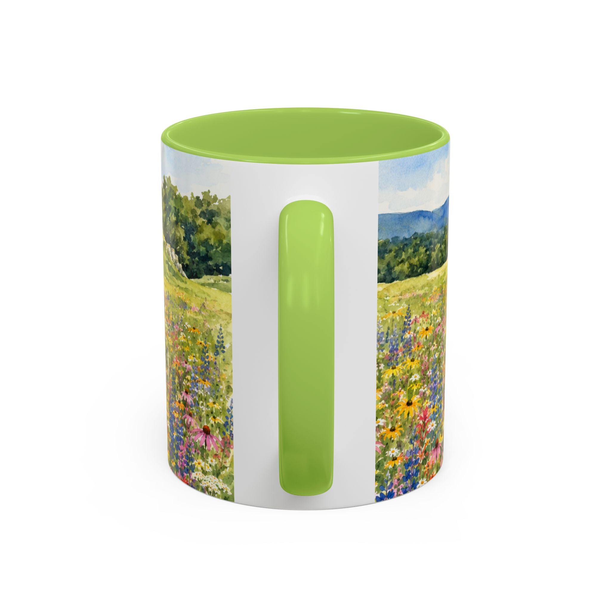 Vermont Camel's Hump Mountain with Scenic Wildflower Path Accent Coffee Mug