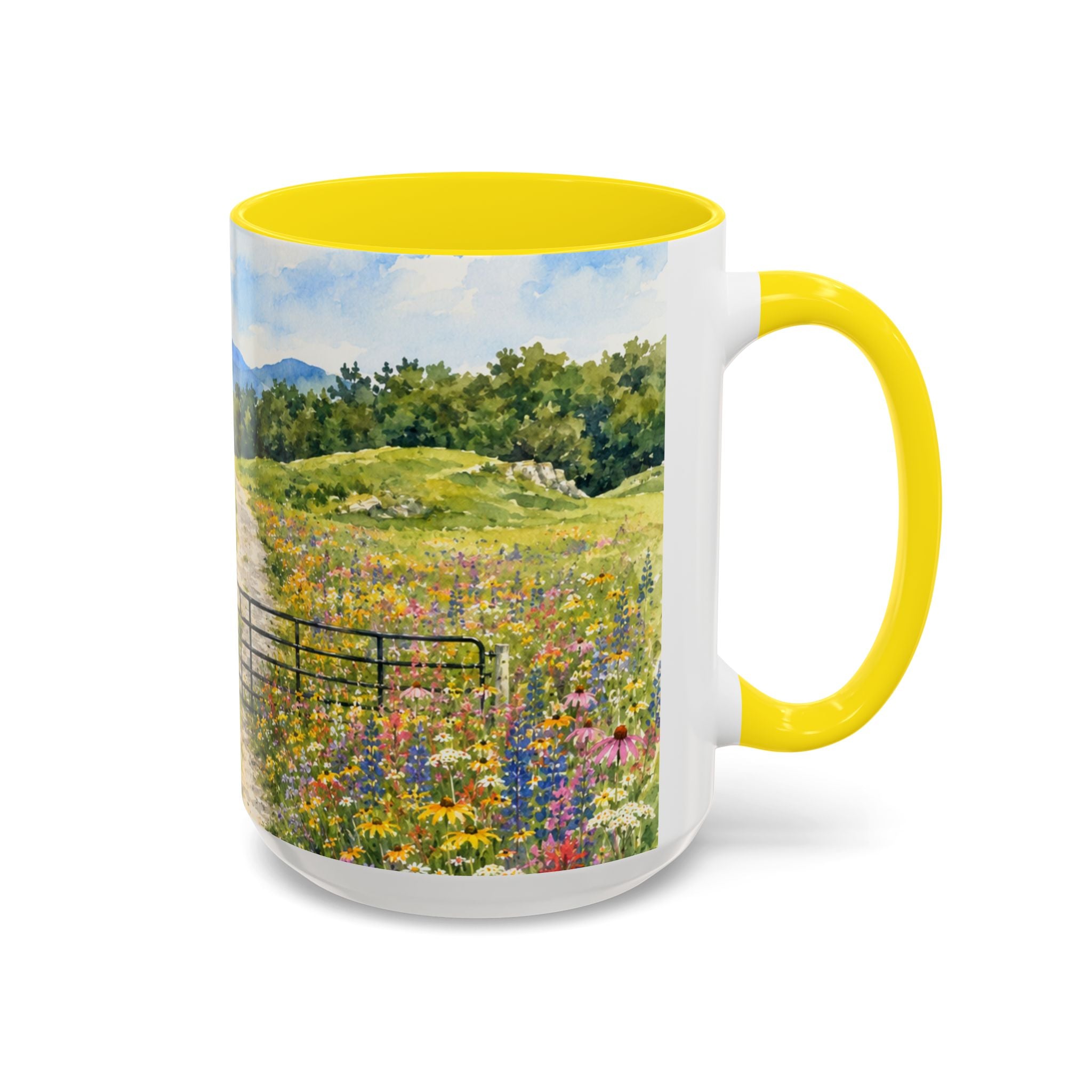 Vermont Camel's Hump Mountain with Scenic Wildflower Path Accent Coffee Mug