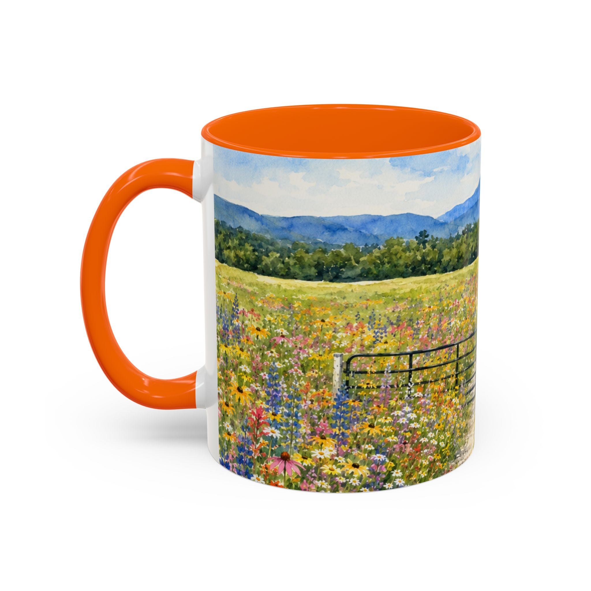 Vermont Camel's Hump Mountain with Scenic Wildflower Path Accent Coffee Mug
