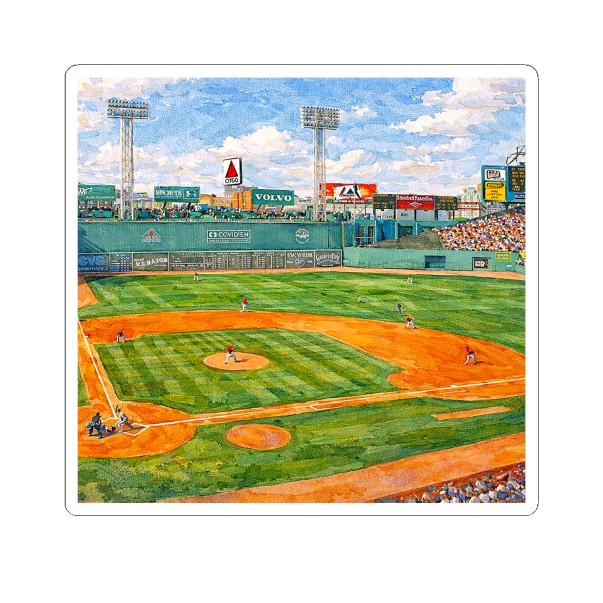 Fenway Park Boston Red Sox Sticker | Kiss-Cut Vinyl Sticker, Fenway Park Art